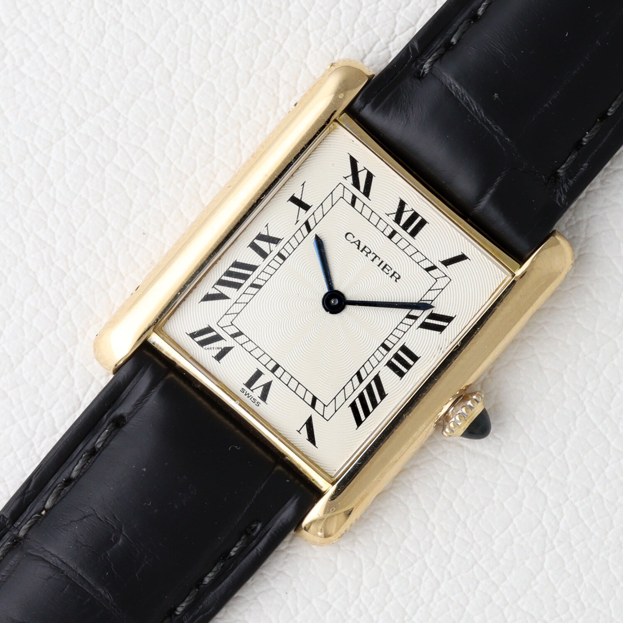 カルティエ タンクルイ LM エクストラフラット Swiss ギョーシェ ref.96065 クラックなし cal.21