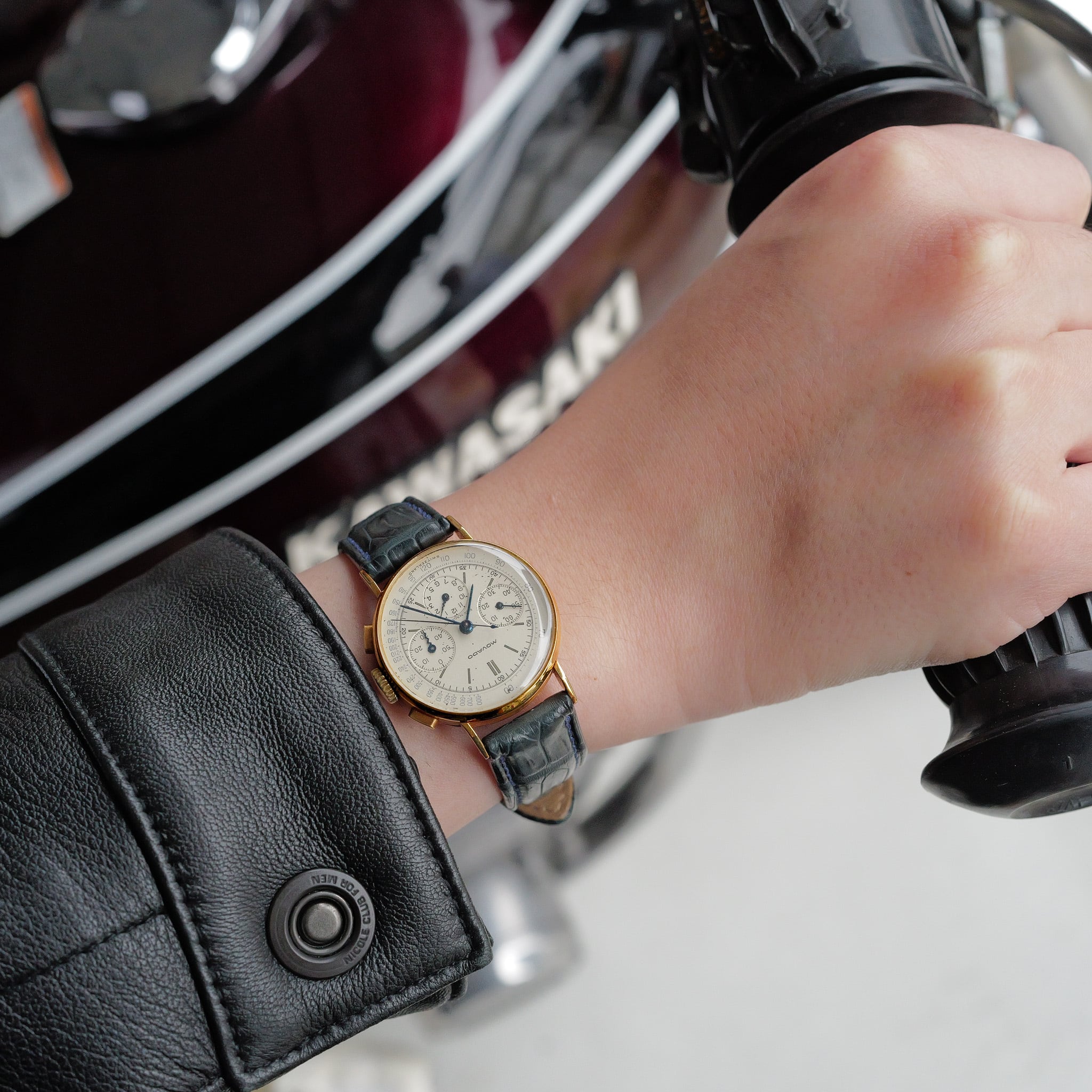 希少 ベビークロノ MOVADO 18kYG クロノグラフ 手巻き ref.9025