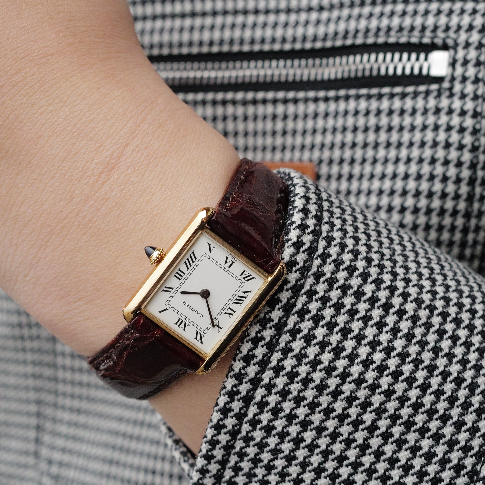 カルティエ タンクルイ 初期ロット LM PARIS文字盤 手巻き ref.78086 ノークラック