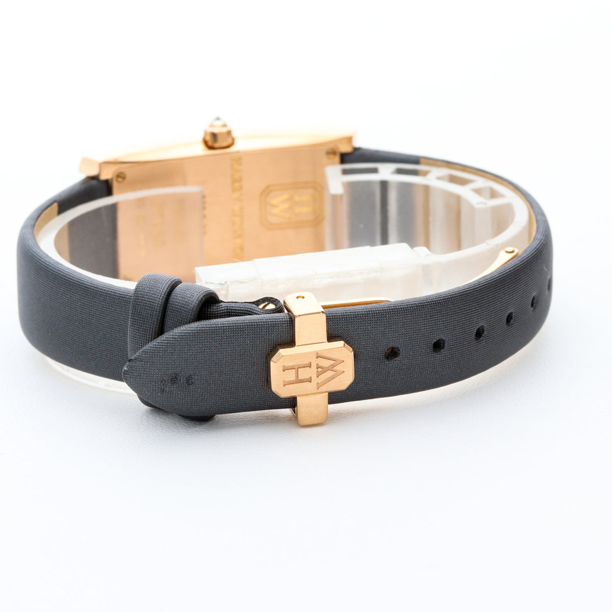 Harry Winston Avenue 18K Rose Gold Factory Diamond Watch with Leather Strap and D-Buckle
