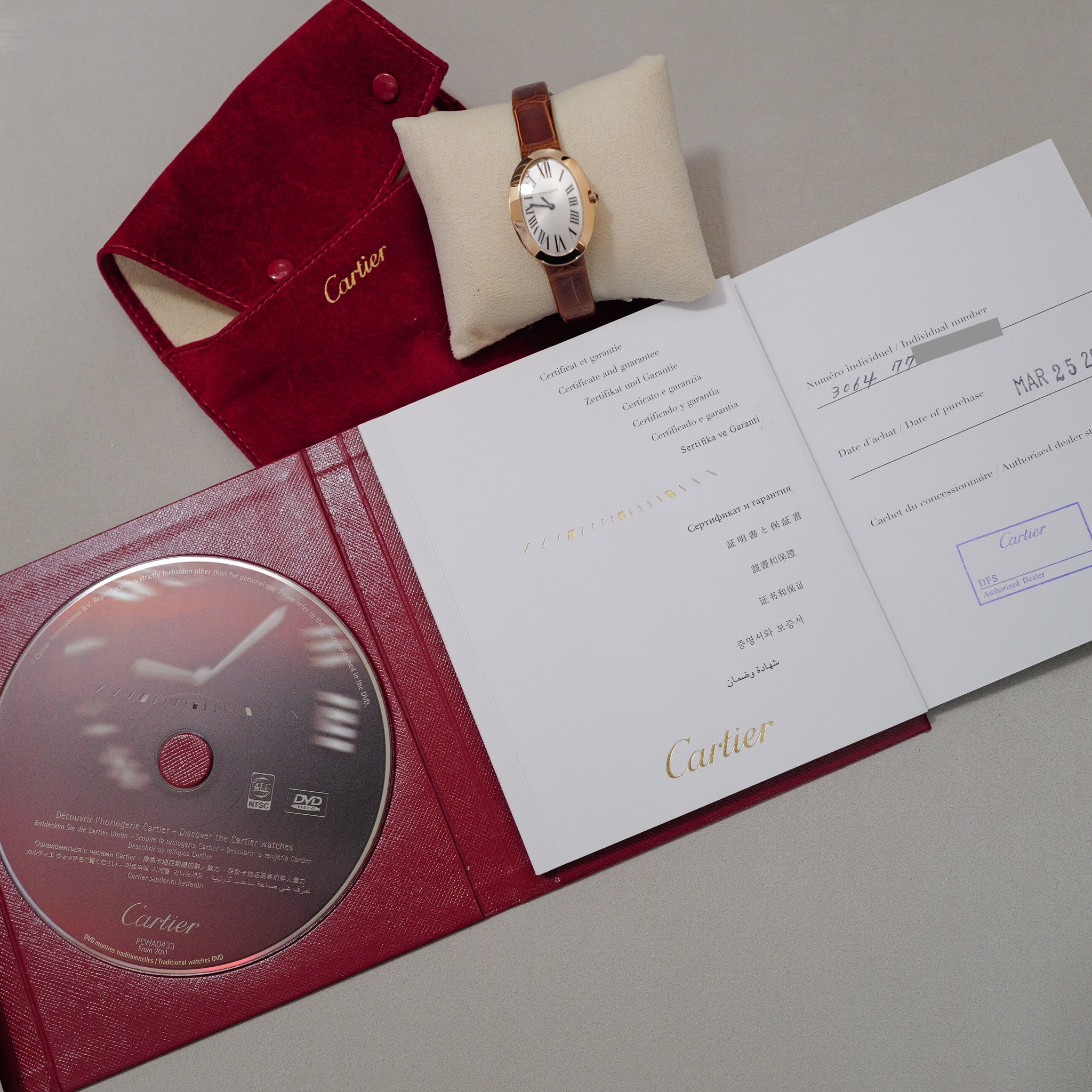 Cartier Baignoire Small Pink Gold Leather
