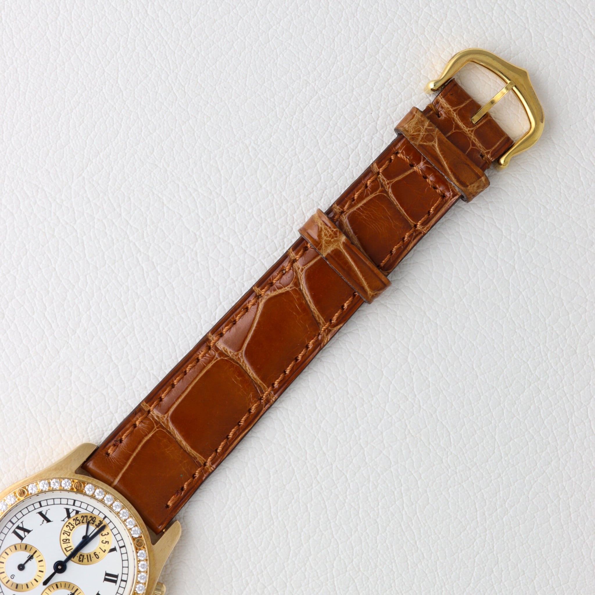 【正規修理済】カルティエ サントス ロンド クロノリフレックス 純正ダイヤモンド Ref.1530