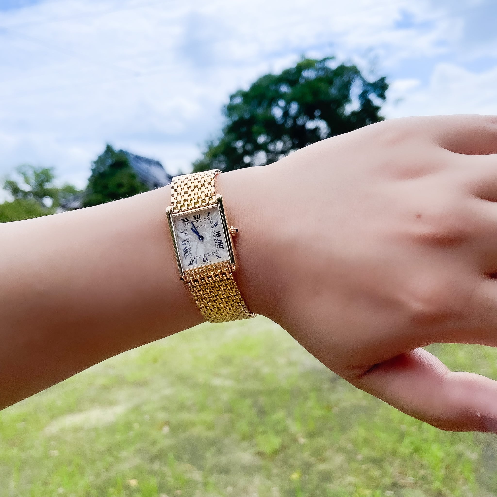 【正規修理済み】カルティエ タンクルイLM ゴールドブレスレット クオーツ