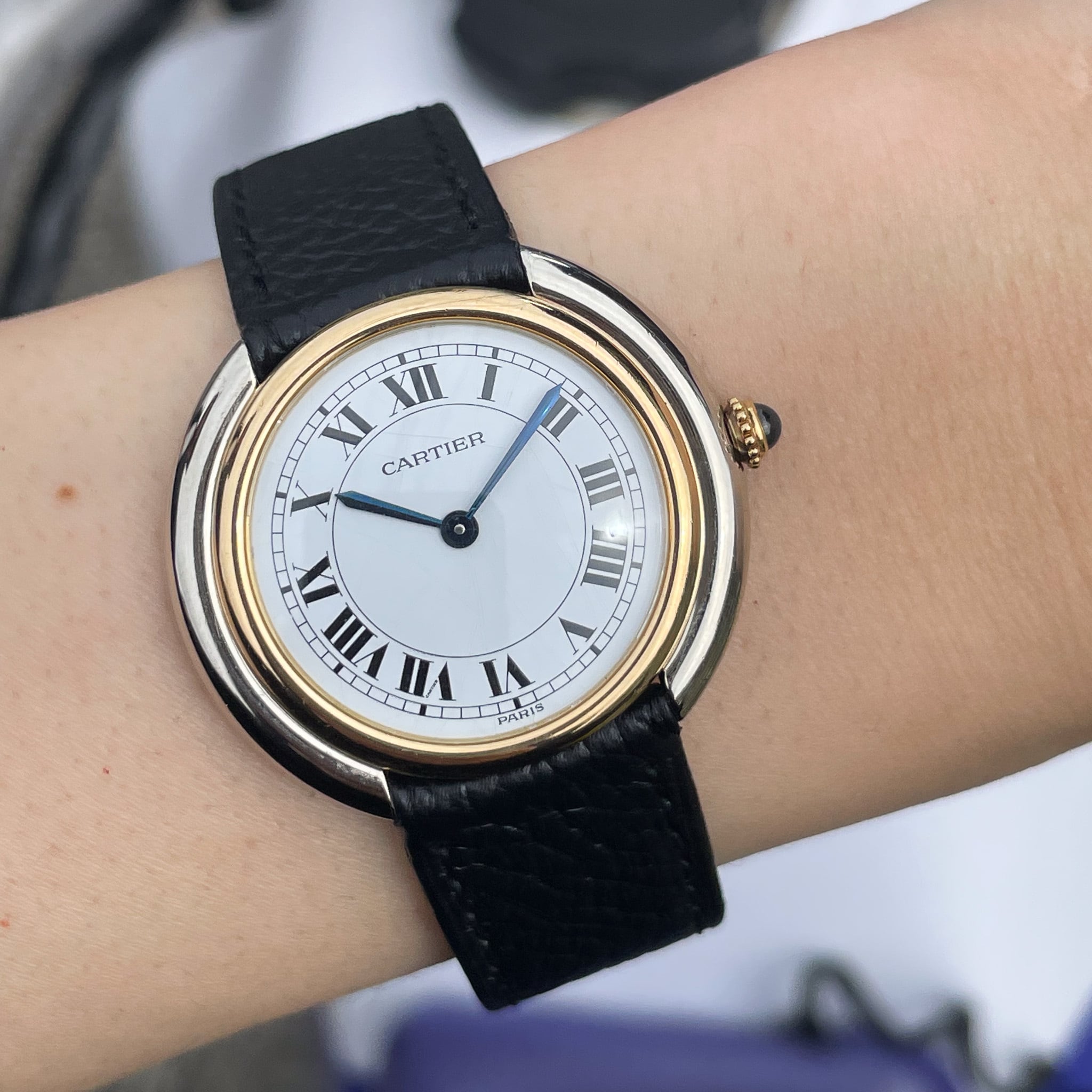 カルティエ ヴァンドームルイカルティエ LM PARIS 手巻き YG,WGコンビ Dバックル