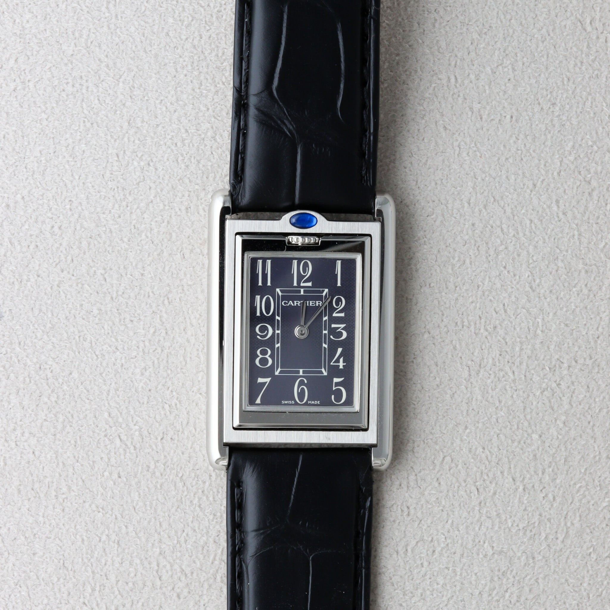 Tank Basculante MM SS blue dial mirrored case