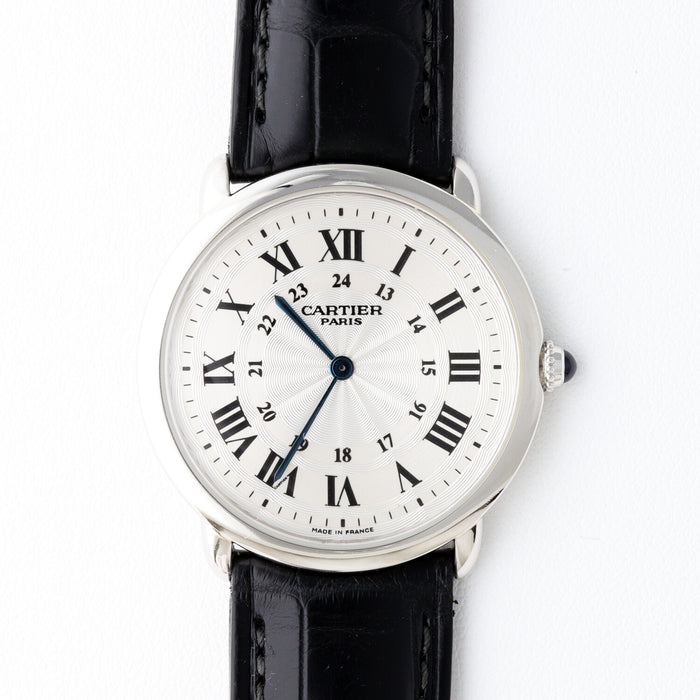 Cartier Ronde Louis Platinum PT CPCP Manual-Winding Guilloché Exhibition Caseback Platinum