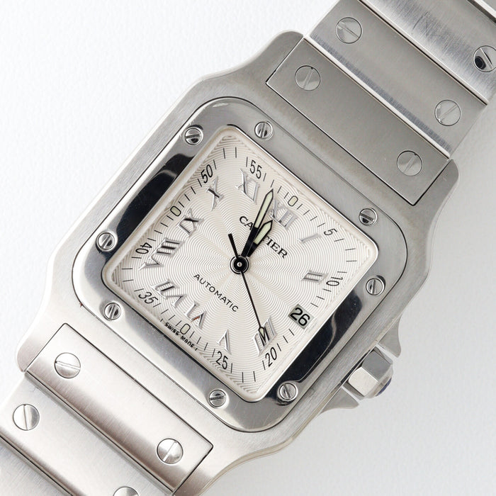 Cartier Santos Galbée LM 20th Anniversary Limited Edition, Stainless Steel Guilloché Dial, Later Model