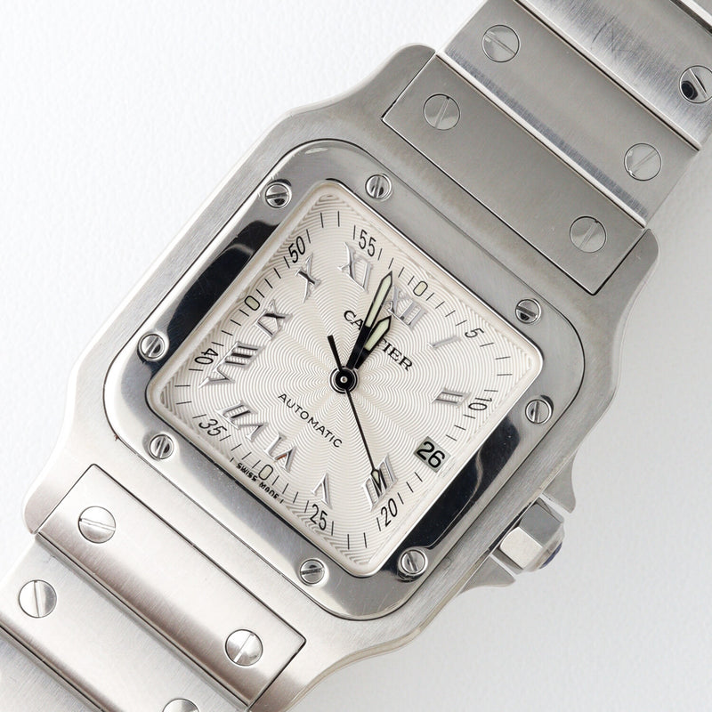 Cartier Santos Galbée LM 20th Anniversary Limited Edition, Stainless Steel Guilloché Dial, Later Model
