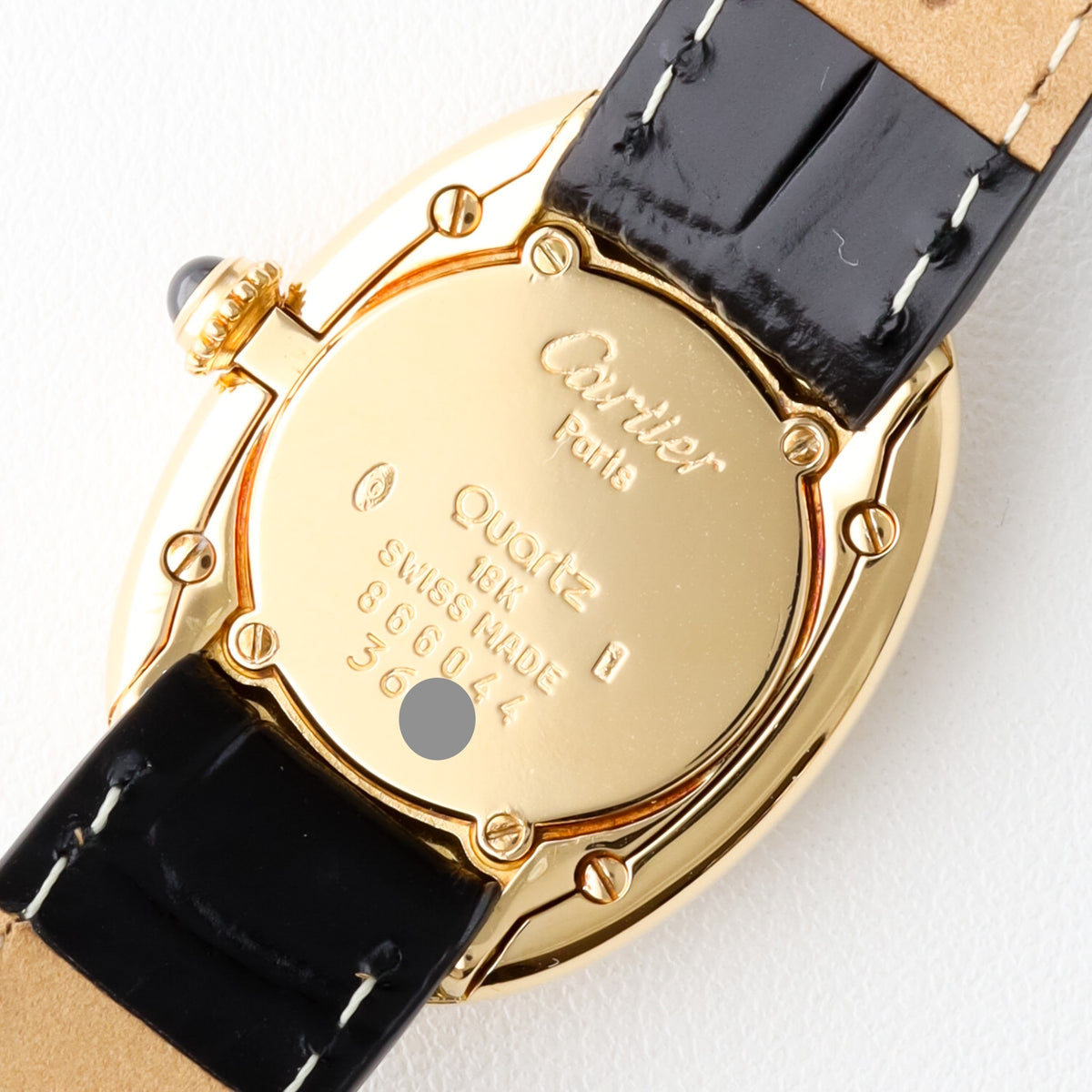 Cartier Baignoire SM 18K Yellow Gold Leather Strap Watch