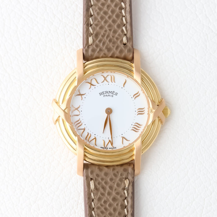 Hermes / Ribbon Round Gold x Leather