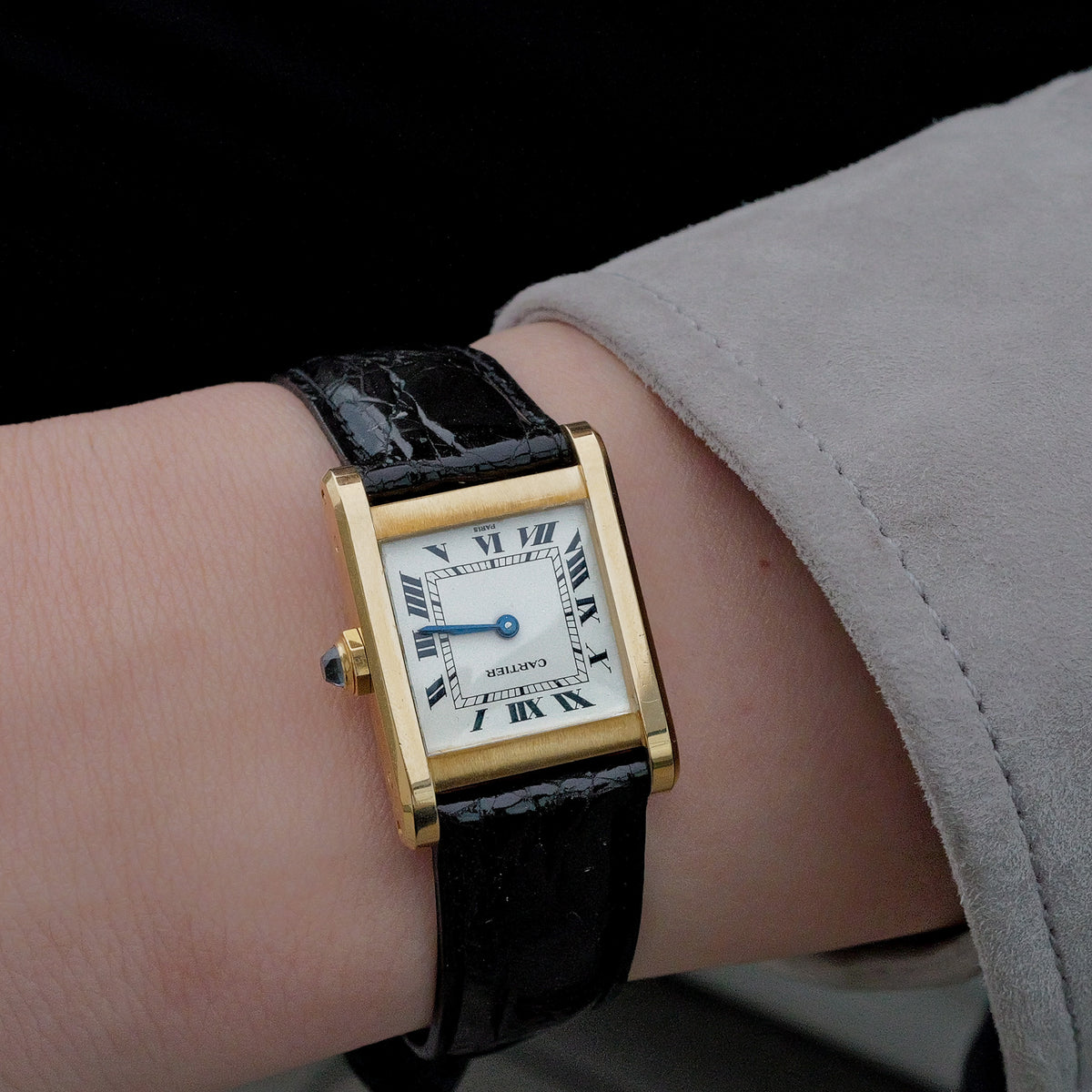 Cartier Tank Normale Large PARIS Dial Manual-Winding Ref.78092 No Cracks Excellent Condition