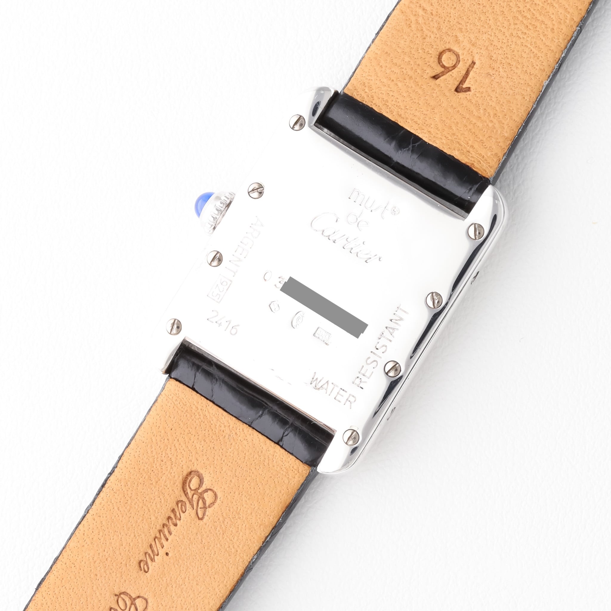 カルティエ マストタンク MM ブルー文字 とびローマン レザー