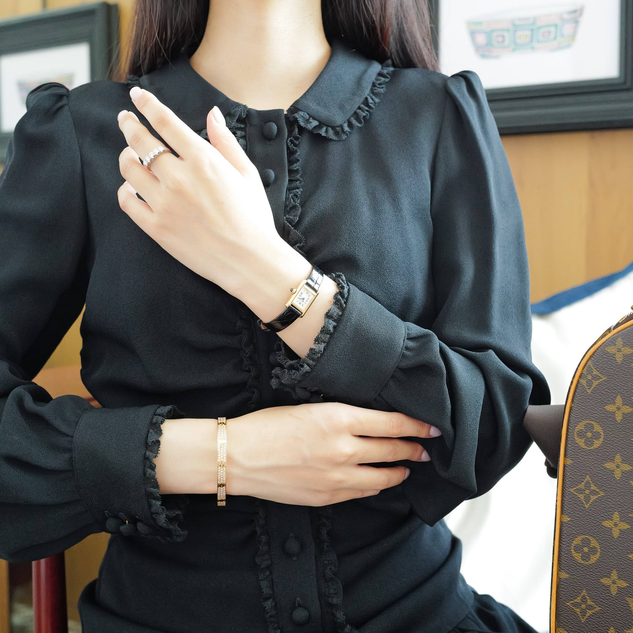 Tank Louis / Mini / yellow gold / Black strap タンクルイ ミニ