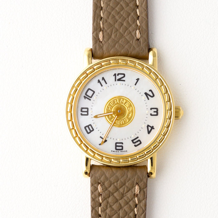 Hermes / Quartz / Yellow Gold / Sellier YG Shell Dial